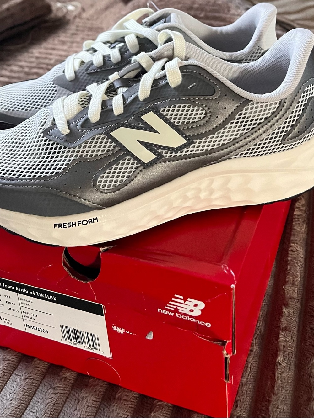New Balance Men's Gray and White Fresh Foam Athletic Sneakers